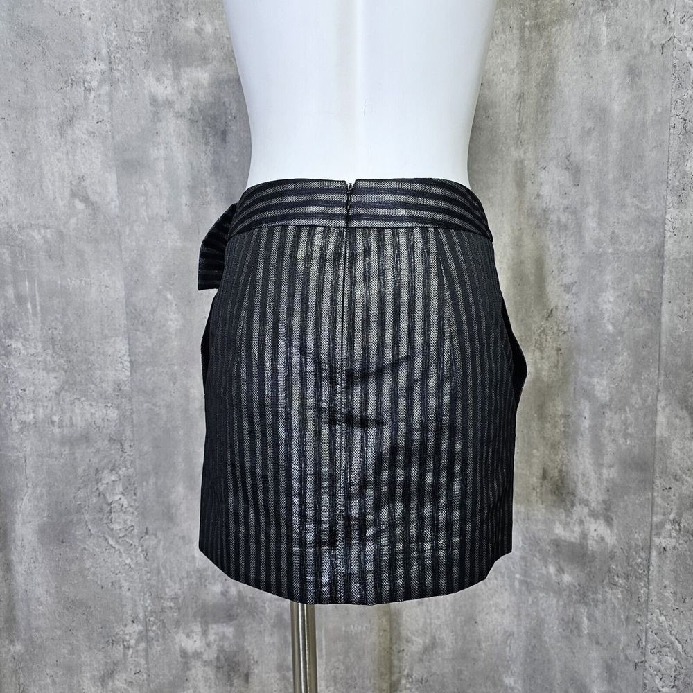 Armani Exchange Womens 2 Grey Metallic Black Striped Bow Mini Skirt Cocktail - Picture 5 of 7